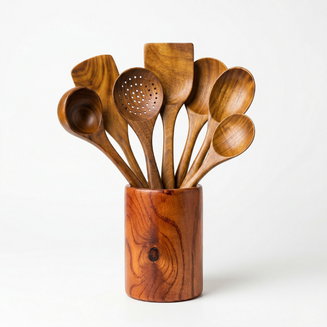 7-Piece Acacia Wood Utensil Set