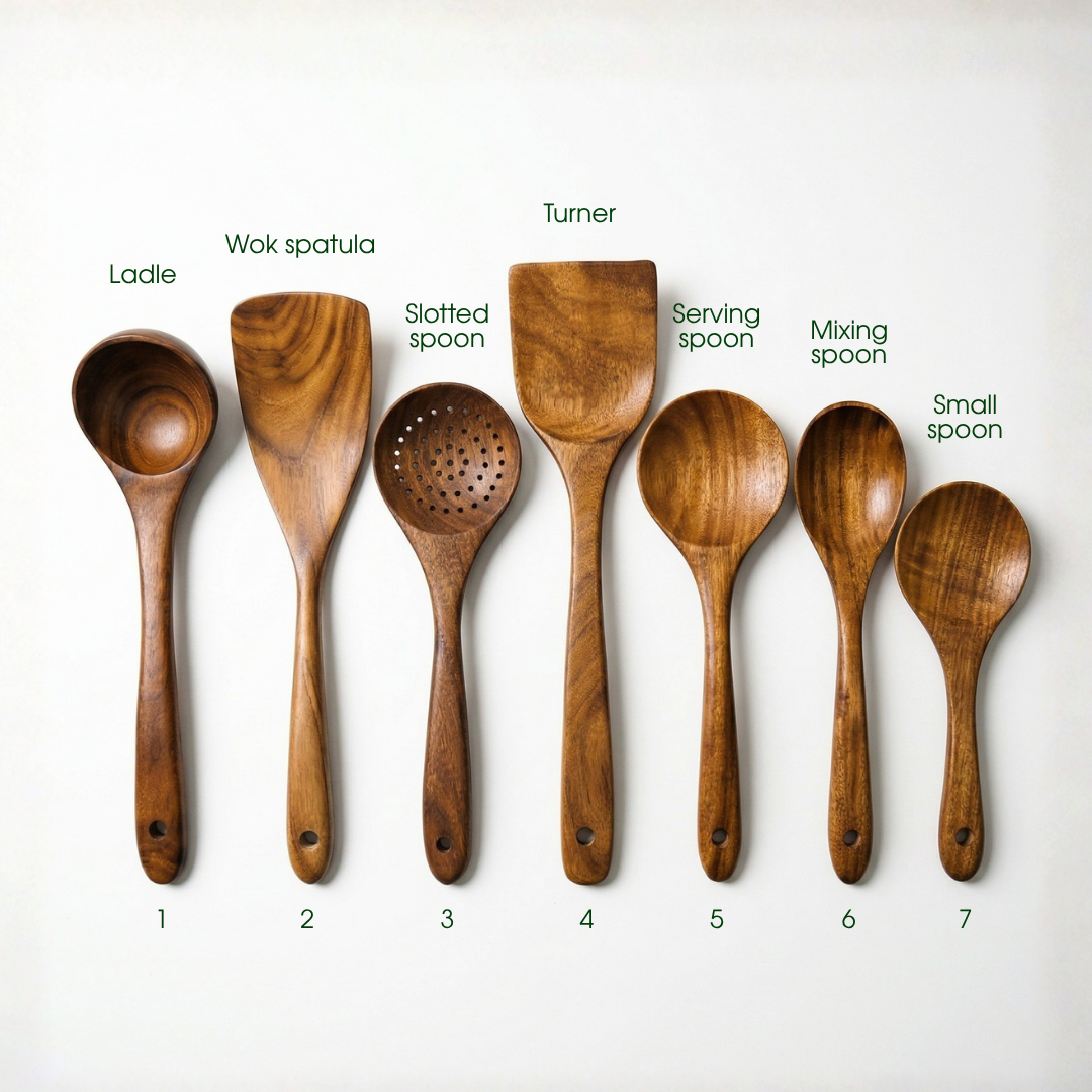 7-Piece Acacia Wood Utensil Set