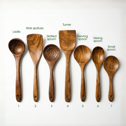 7-Piece Acacia Wood Utensil Set