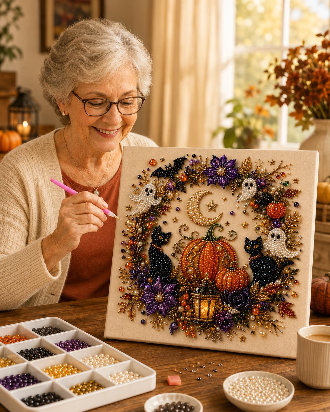 🎃 57% OFF Early Halloween Special | 👻 Halloween Pearl Art DIY Kit — Turn Tiny Pearls Into Spooky-Cute Magic