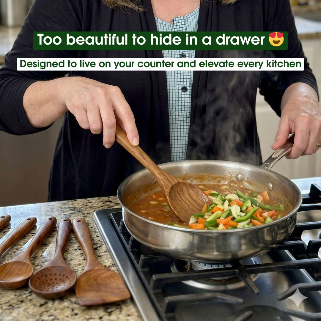 7-Piece Acacia Wood Utensil Set
