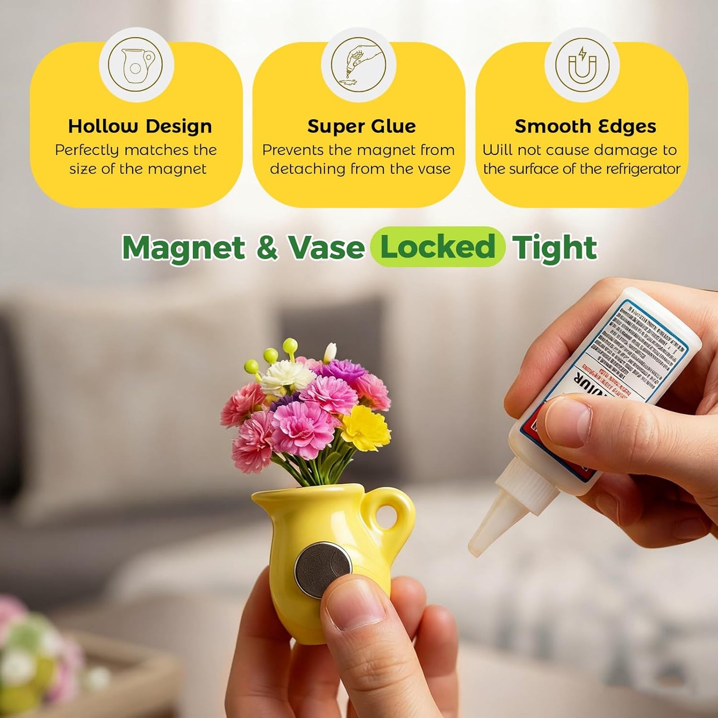 🌸 Mini Magnetic Vase – Fridge Decor
