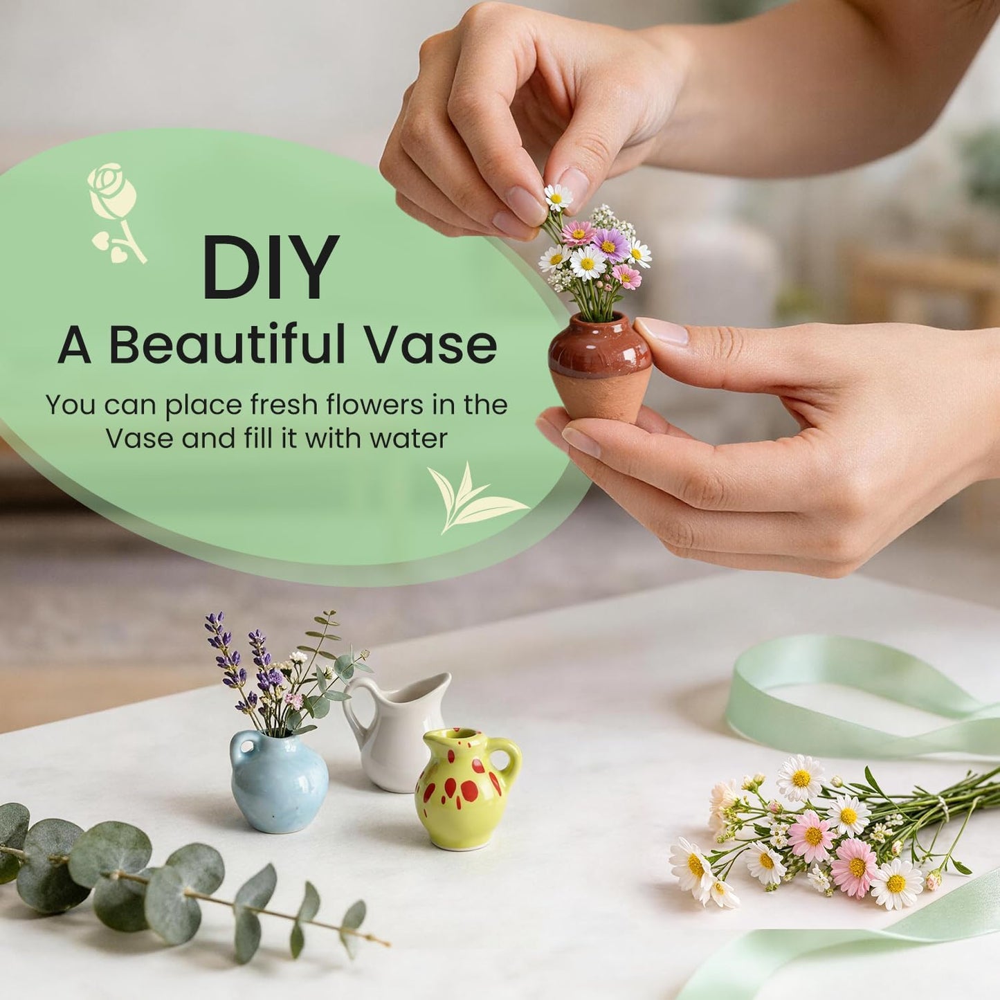 🌸 Mini Magnetic Vase – Fridge Decor