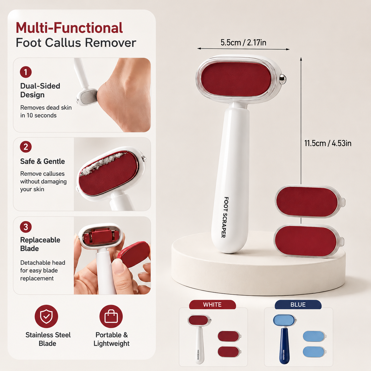 Double-Sided Foot Scraper for Callus Removal