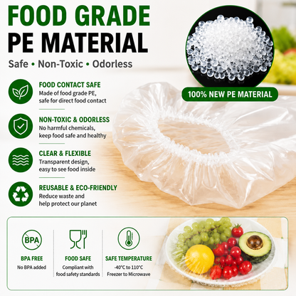 100-Pack Stretch Elastic Food Covers for Bowls, Plates & Kitchen Storage