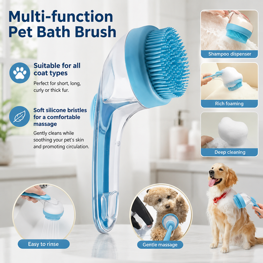 Pet Bath Brush PetScrubFlow